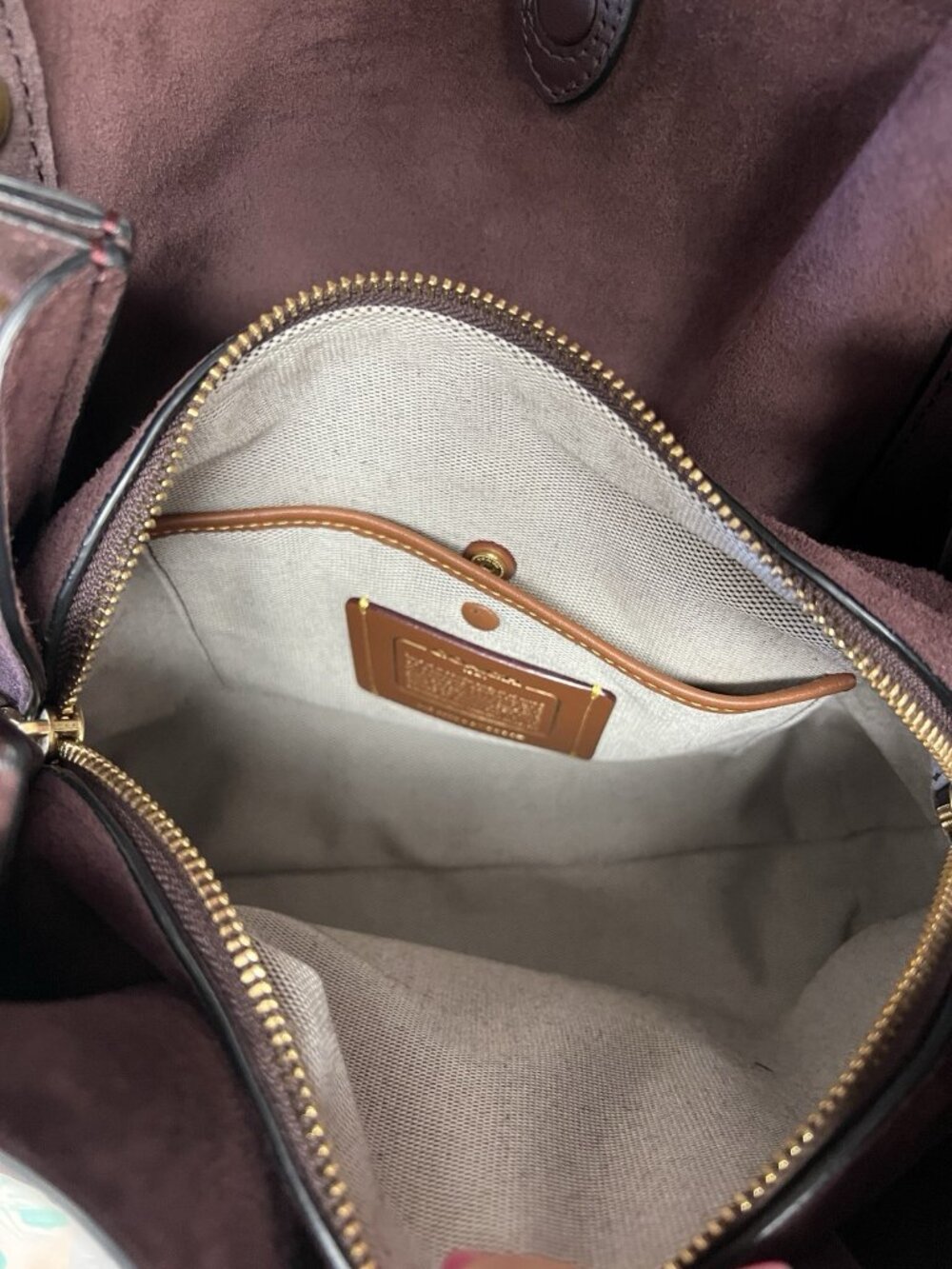 Coach 1941 Harmony Hobo Bag Suede Leather Oxblood Red 53352 Color Block - Picture 6 of 9
